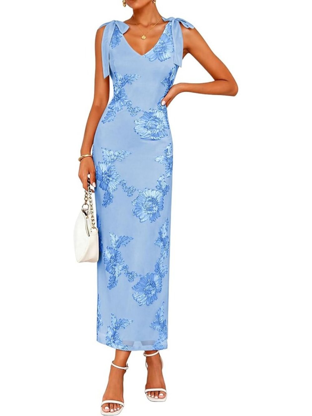 Floral Embroidered Maxi Dress for Women | Elegant Cocktail & Wedding Guest